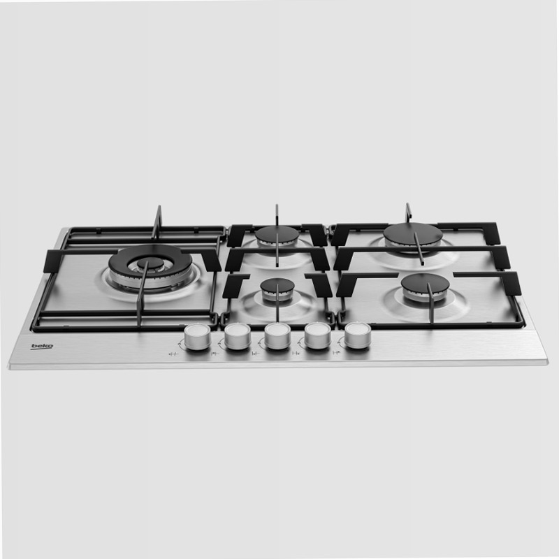 HIAL 75224 SX: Piano a Gas 4 Bruciatori + 1 Wok 75 cm Acciaio