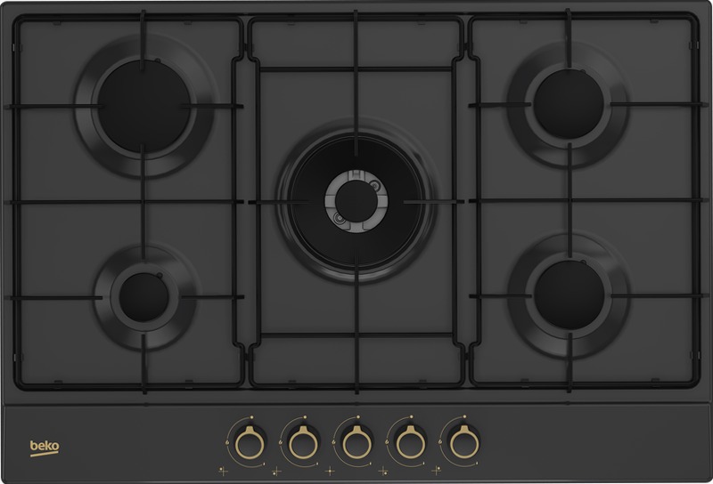 HIAW 75224 SAR: Piano a Gas 4 Bruciatori + 1 Wok 75 cm Antracite