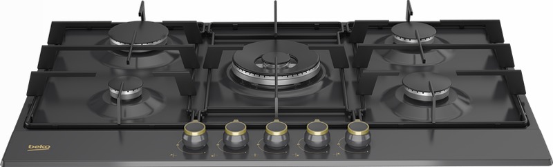 HIAW 75224 SAR: Piano a Gas 4 Bruciatori + 1 Wok 75 cm Antracite