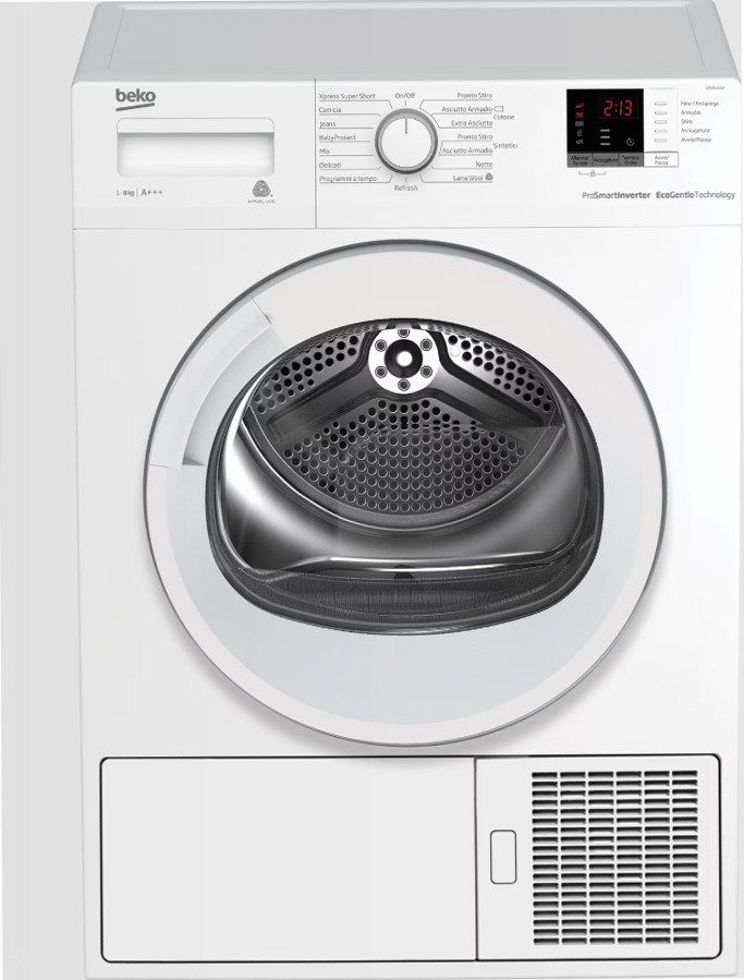 DRX832WI: Asciugatrice 8 kg a Pompa di Calore 8kg Bianco
