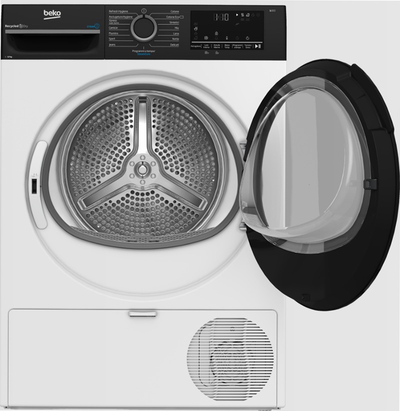 Asciugatrice 12kg, Classe E, Motore Inverter Bianco