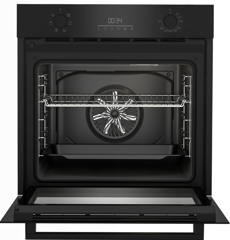 Forno Assistito con Ventola 60 cm, 72 L A Nero
