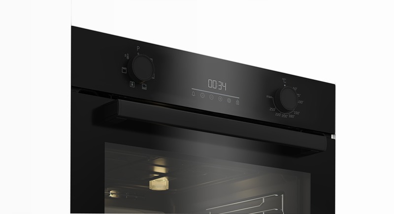Forno Assistito con Ventola 60 cm, 72 L A Nero