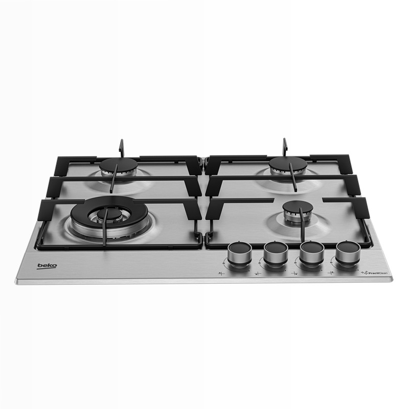 HIAW64224SXE: Piano a Gas PractiClean 3 Bruciatori + 1 Wok 60 cm Acciaio