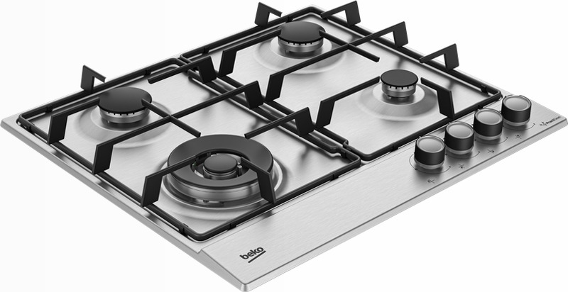 HIAW64224SXE: Piano a Gas PractiClean 3 Bruciatori + 1 Wok 60 cm Acciaio