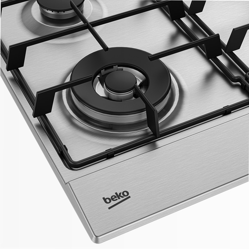 HIAW64224SXE: Piano a Gas PractiClean 3 Bruciatori + 1 Wok 60 cm Acciaio