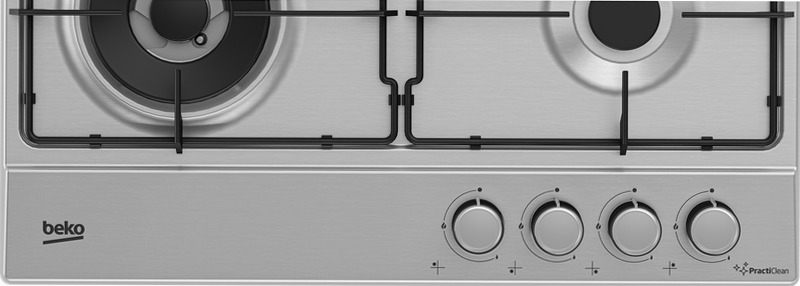 HIAW64224SXE: Piano a Gas PractiClean 3 Bruciatori + 1 Wok 60 cm Acciaio