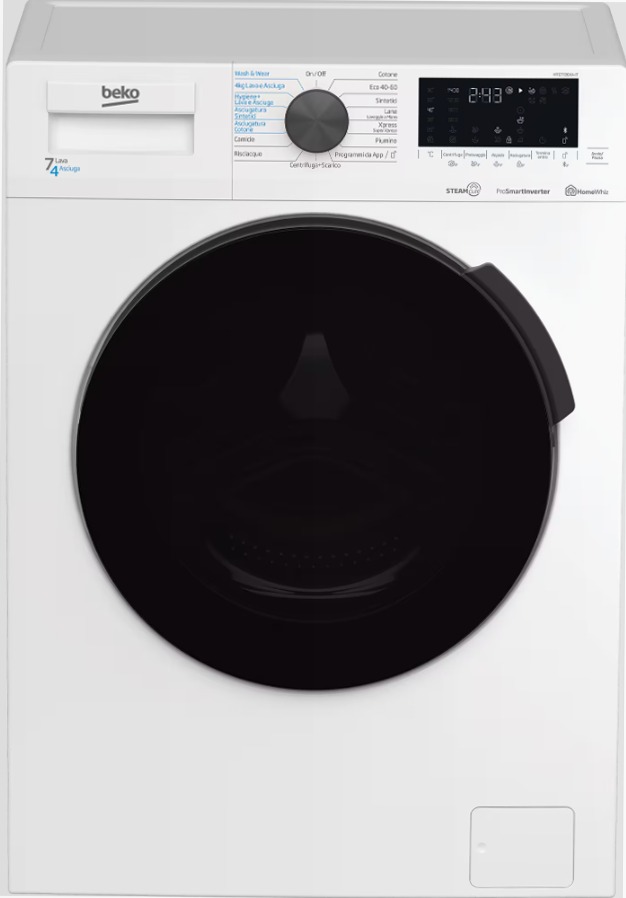 HTE7726XA-IT: Lavasciuga a Vapore SteamCure™, 7/4 kg, 1400 giri/min