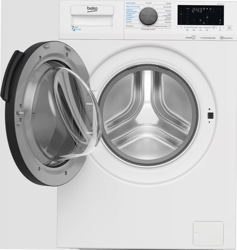 HTE7726XA-IT: Lavasciuga a Vapore SteamCure™, 7/4 kg, 1400 giri/min