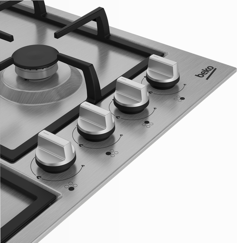 HIYG 64225 SXO: Piano a Gas 3 Bruciatori + 1 Wok 60 cm Acciaio