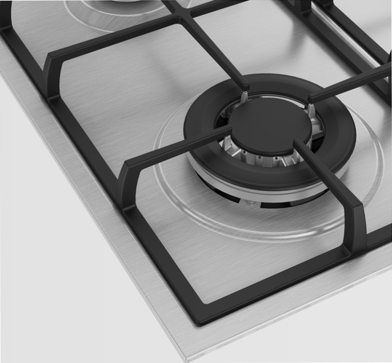 HIYG 64225 SXO: Piano a Gas 3 Bruciatori + 1 Wok 60 cm Acciaio