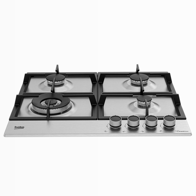 HIAW64225SXE: Piano a Gas PractiClean 3 Bruciatori + 1 Wok 60 cm Acciaio