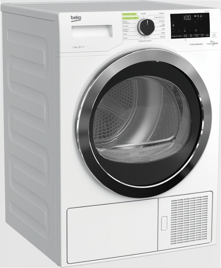 Asciugatrice HDRY937CI: 9 kg, Pompa di Calore 9kg A Bianco