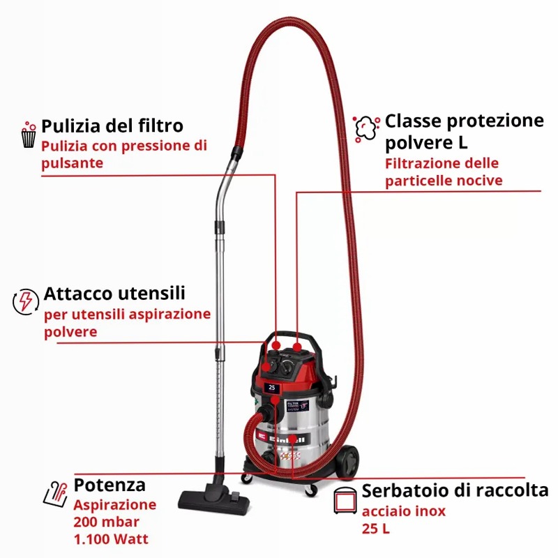 Einhell Aspirasolidi e liquidi TE-VC 2580 SACL