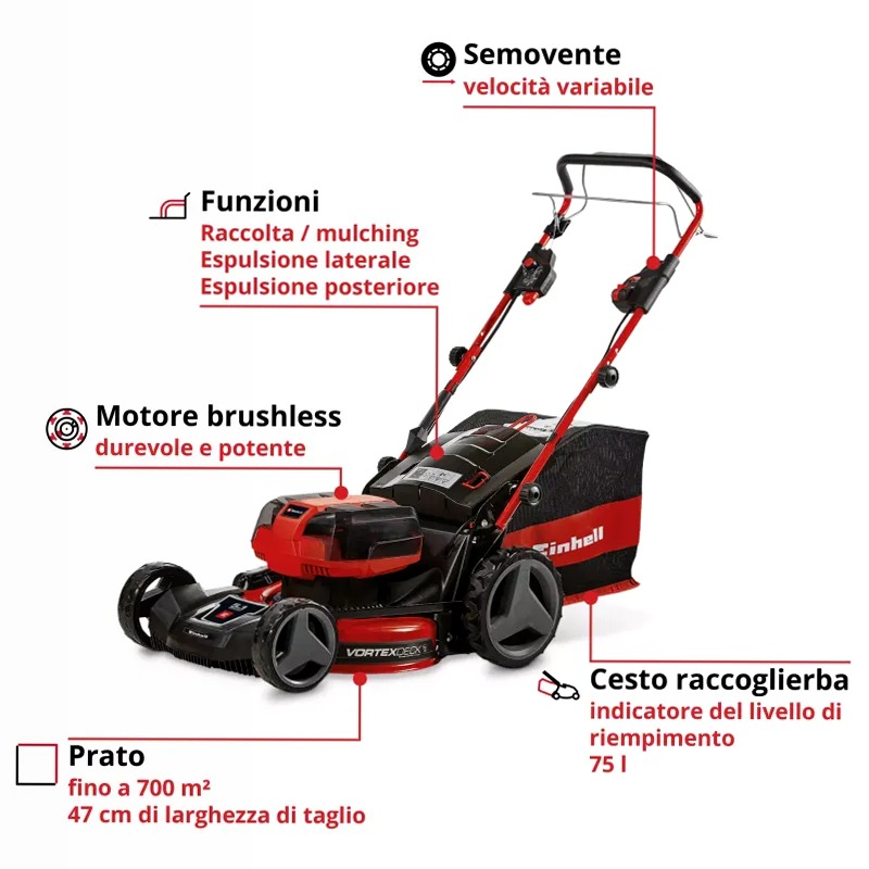 Einhell Tagliaerba a batteria GP-CM 36/47 S HW Li (4x4,0Ah)