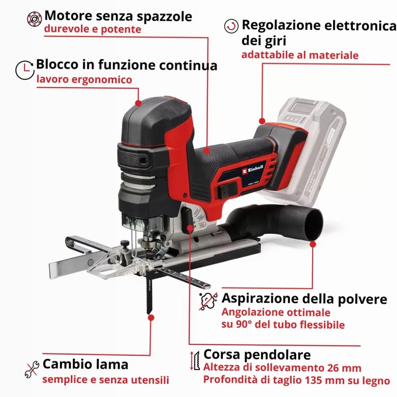 Einhell Seghetto alternativo a batteria TP-JST 18/135 Li BL - Solo