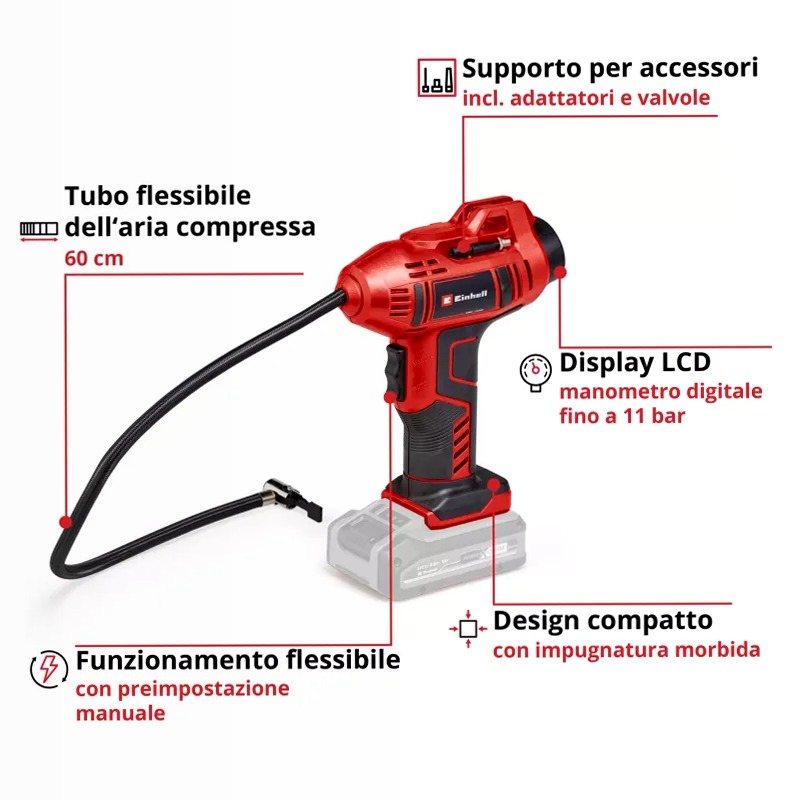 Einhell Compressore per auto a batteria CE-CC 18 Li-Solo
