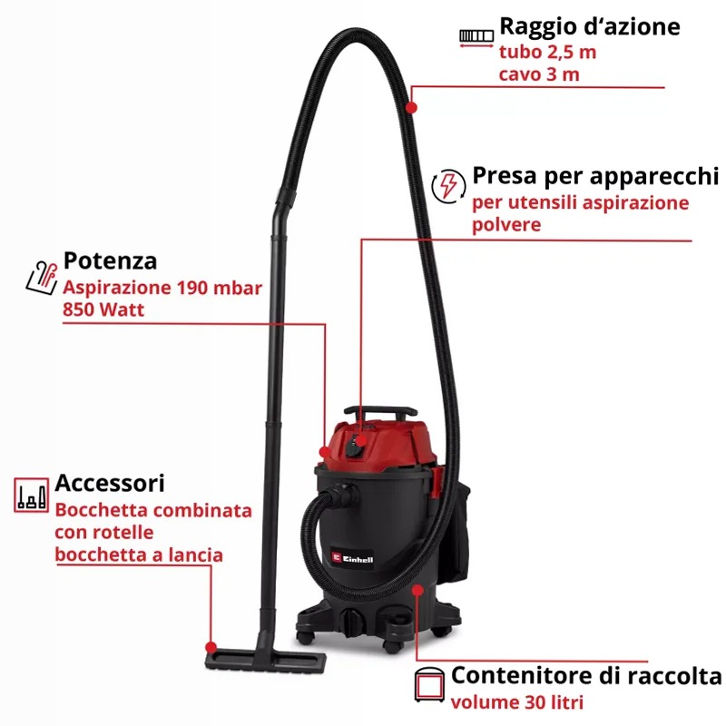 Einhell Aspirasolidi e liquidi TC-VC 3055 A