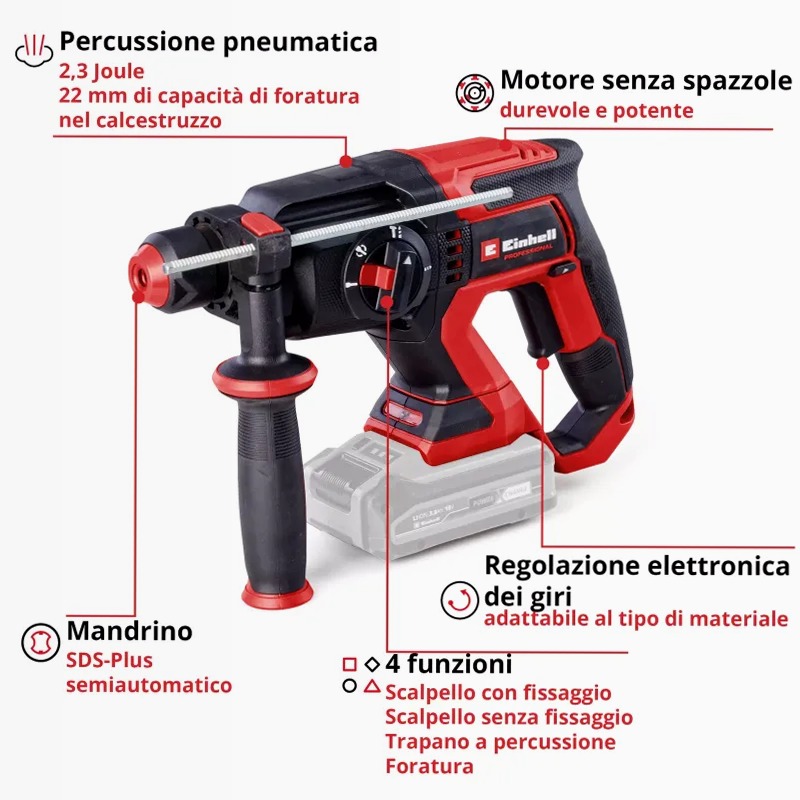 Einhell Tassellatore a batteria TP-HD 18/22 D Li BL - Solo
