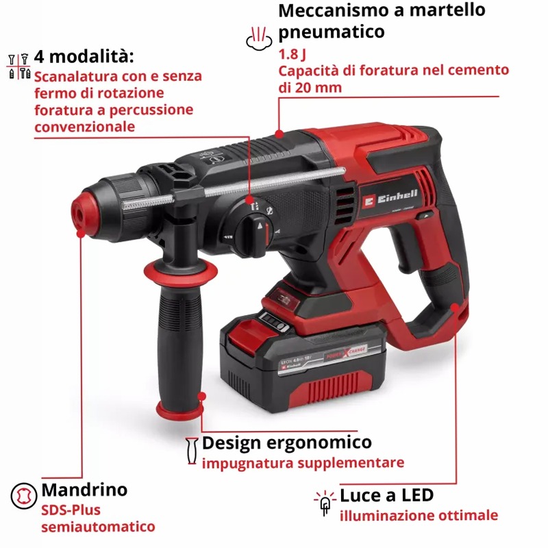 Einhell Tassellatore a Batteria TE-HD 18/20 Li