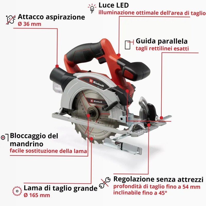 Einhell TE-CS 18/165-1 Li - Segacircolare a Batteria