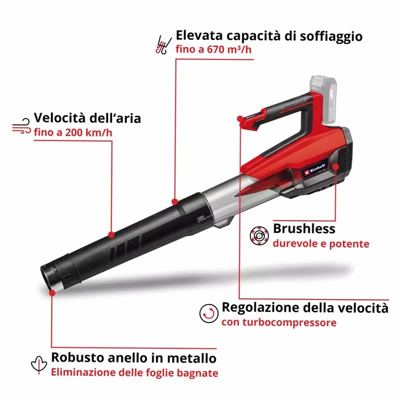 Einhell Soffiatore per foglie a batteria GP-LB 18/200 Li E-Solo