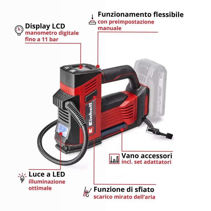 Einhell Compressore per auto a batteria CE-CC 18/23 D Li-Solo