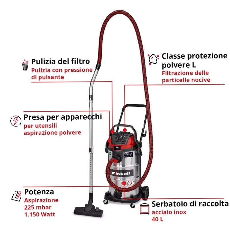 Einhell Aspirasolidi e liquidi TE-VC 4090 SACL