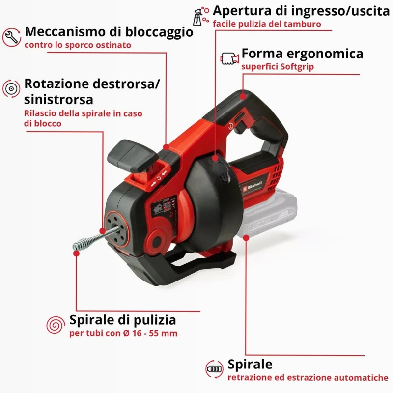 Einhell Sturatubi a batteria TE-DA 18/760 Li Solo