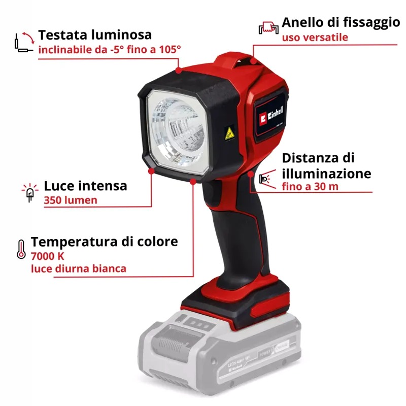 Einhell Lampada a batteria TC-CL 18/350 Li - Solo