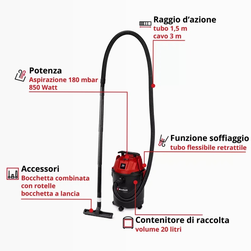 Einhell Aspirasolidi e liquidi TC-VC 2045