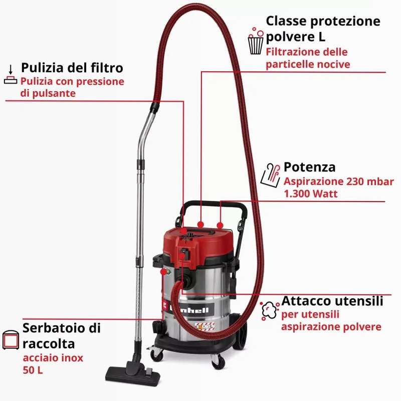 Einhell Aspirasolidi e liquidi TE-VC 5090 SACL