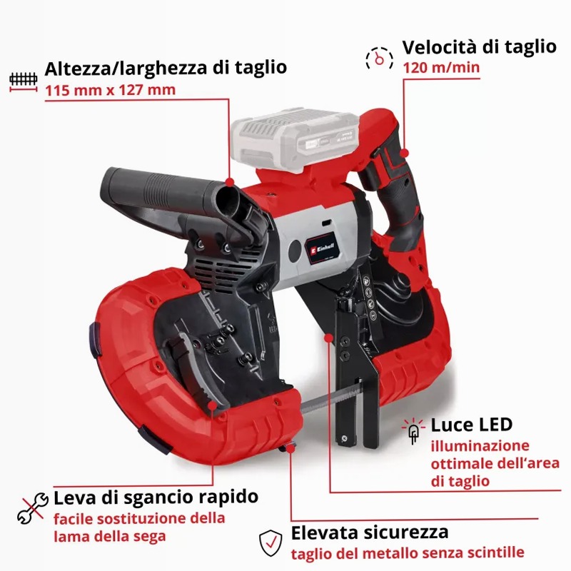 Einhell Sega a Nastro a Batteria TE-MB 18/127 Li-Solo