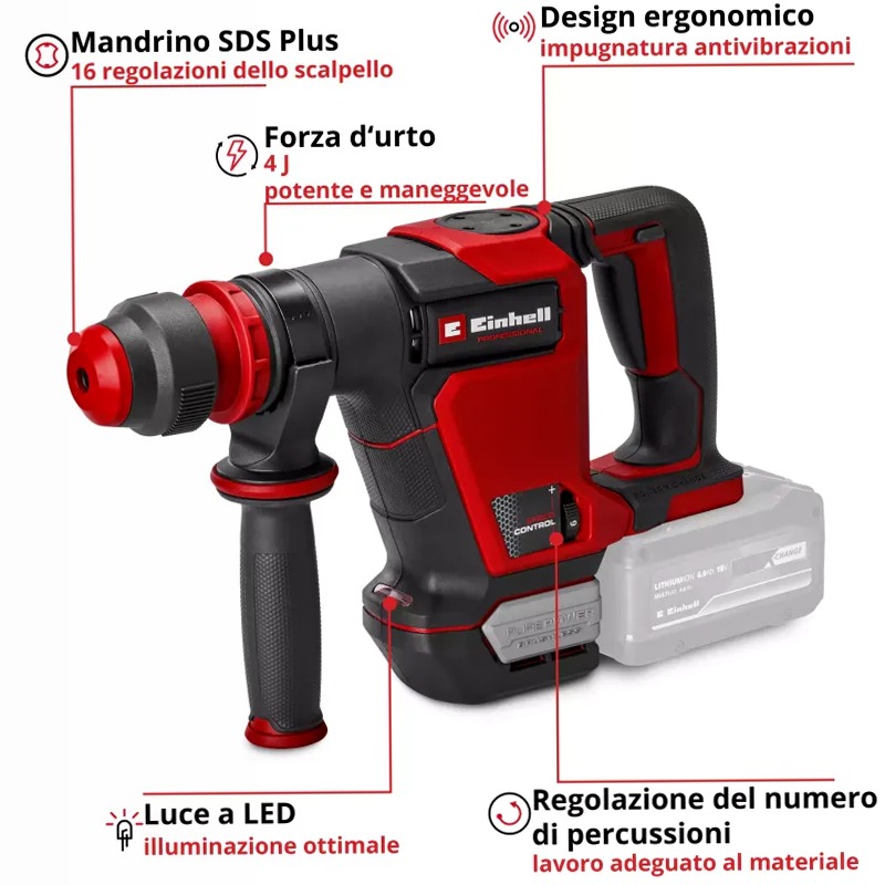 Einhell Martello Demolitore a Batteria TP-DH 18/4 Li BL-Solo
