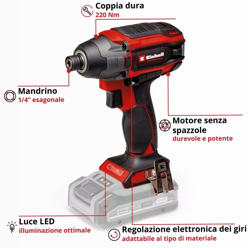 Einhell Avvitatore a impulsi a batteria TP-CI 18/220 Li BL - Solo