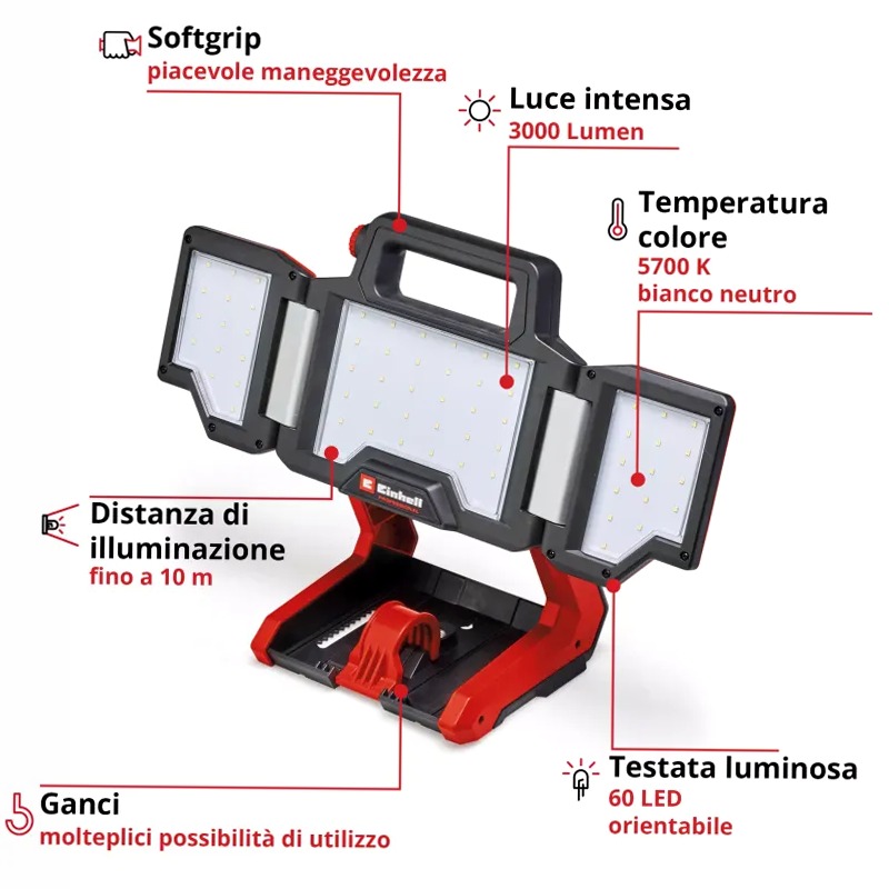 Einhell Lampada a Batteria TP-CL 18/3000 Li - Solo