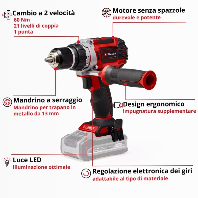 Einhell Trapano a Batteria TP-CD 18/60 Li BL-Solo
