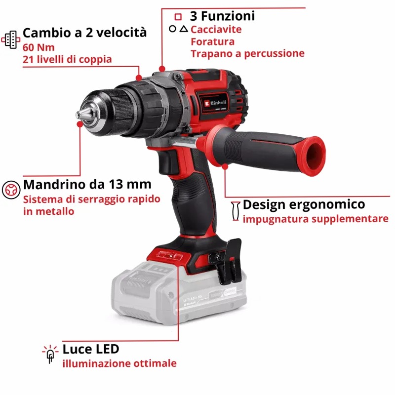 Einhell Avvitatore a percussione a batteria TP-CD 18/60 Li-i BL Solo