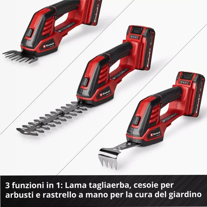 Einhell Forbici per erba e cespugli a batteria GE-CG 18/100 Li - 3 in 1-Solo