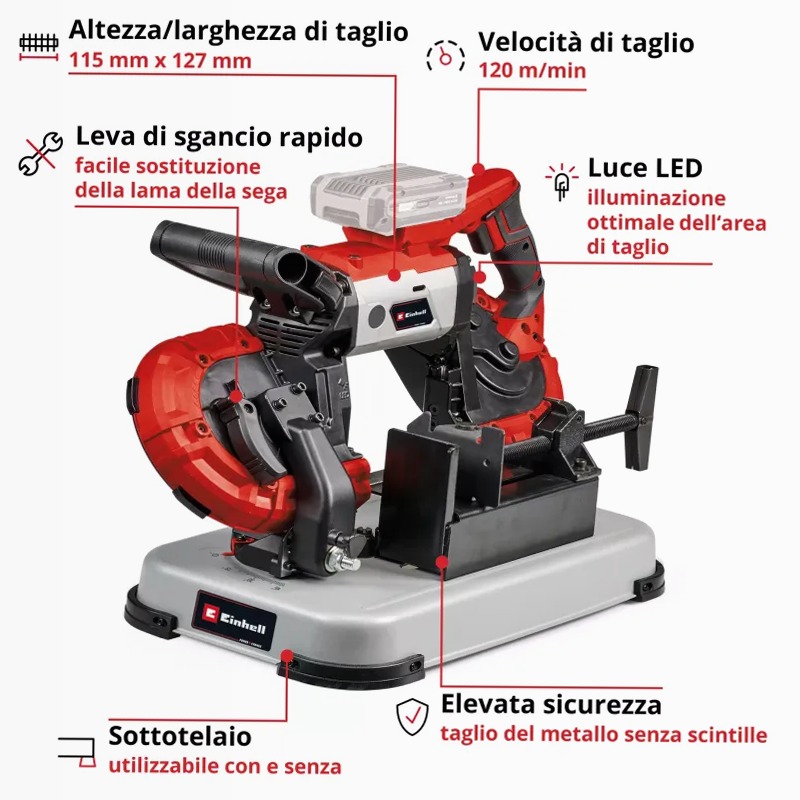 Einhell Sega a Nastro a Batteria TE-MB 18/127 U Li-Solo