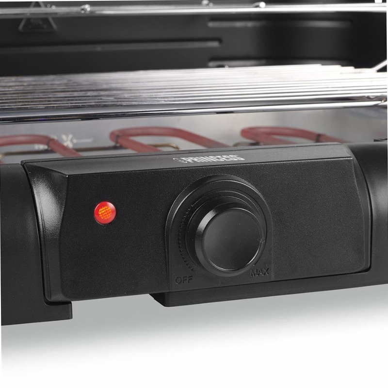 Princess 112250 BBQ elettrico con ripiani laterali Nero