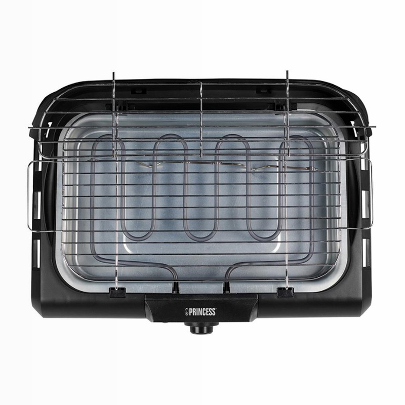 Princess 112250 BBQ elettrico con ripiani laterali Nero