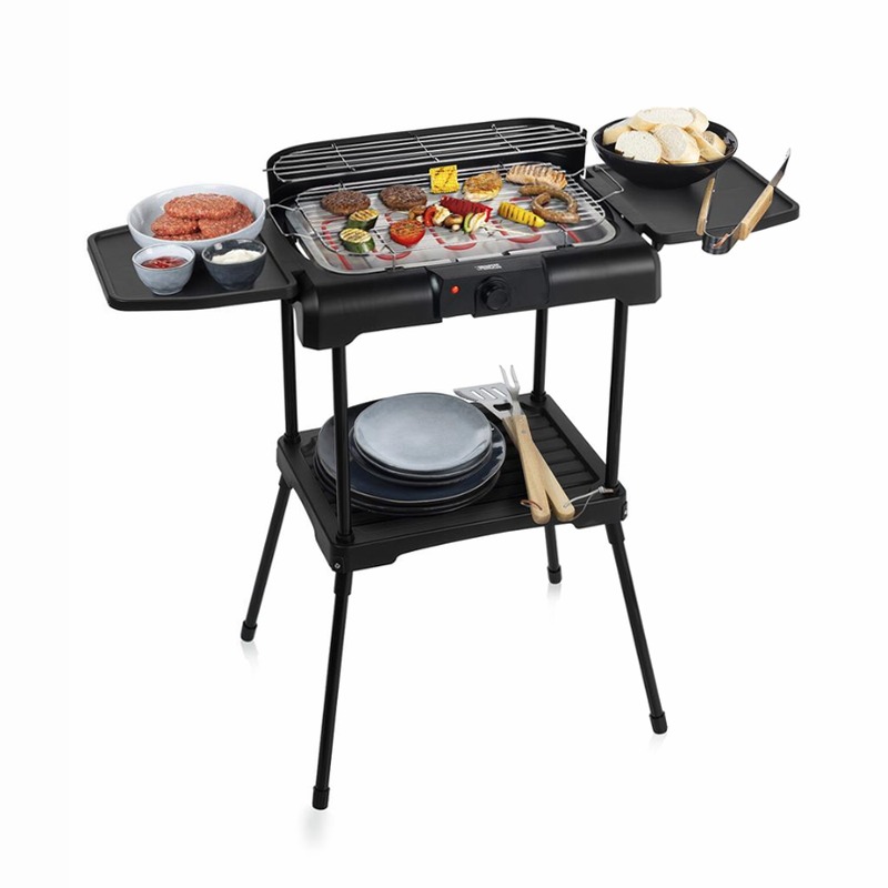 Princess 112250 BBQ elettrico con ripiani laterali Nero