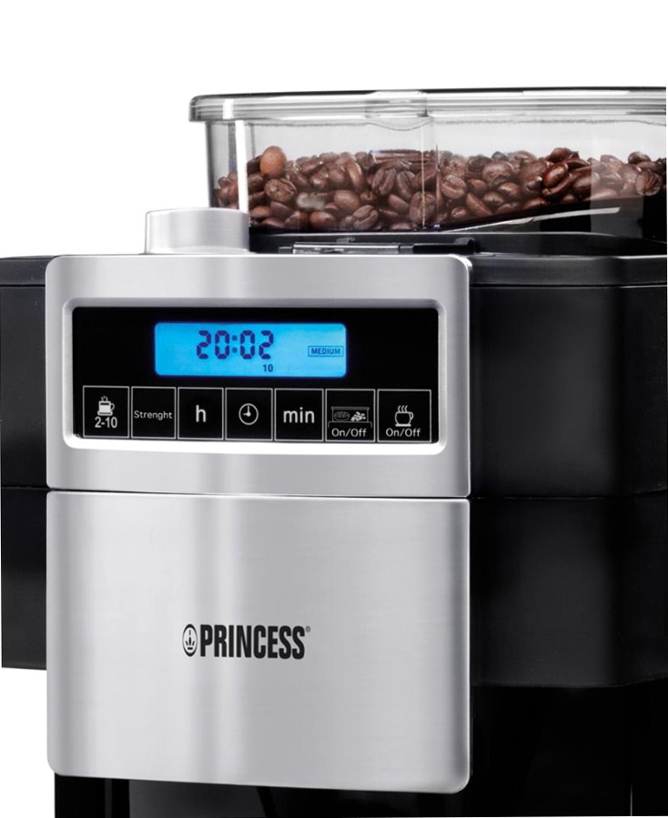 Princess 249402 Macchina da caffè e macinacaffè DeLuxe Argento