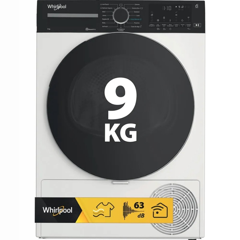 Asciugatrice a pompa di calore Whirlpool: a libera installazione, 9,0 kg - C WD 94M WBS IT Bianco