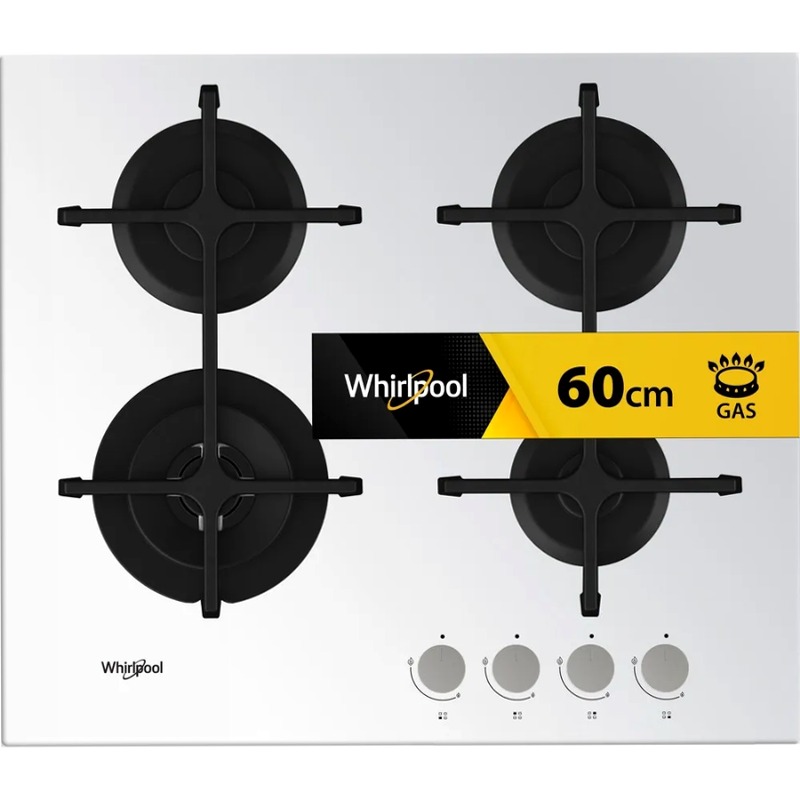 Piano Cottura a Gas Whirlpool: 4 Fuochi Acciaio