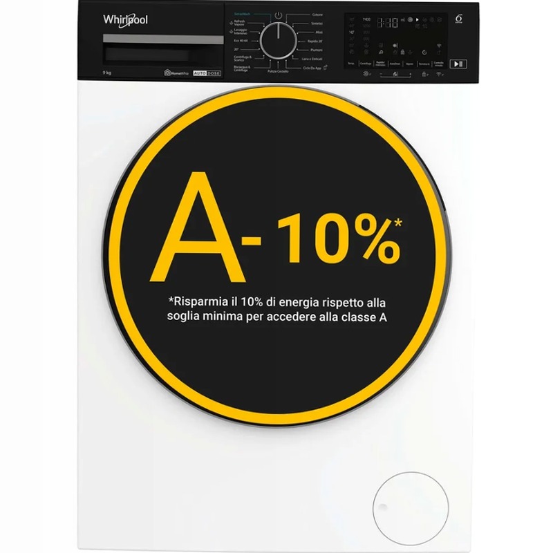 Lavatrice smart connessa con WiFi Whirlpool 9 kg - WPM 97W ADS IT - SenseWash 9kg Bianco Libera