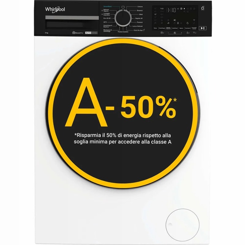 Lavatrice smart connessa con WiFi Whirlpool 9 kg - WPM 911W ADS IT - SenseWash 9kg Bianco Libera