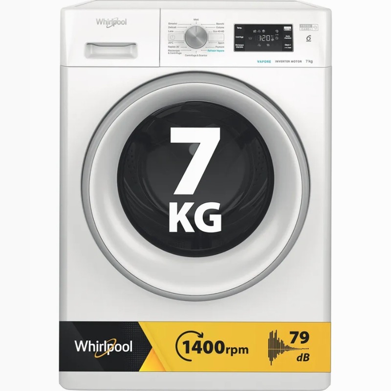 Lavatrice a libera installazione Whirlpool 7 kg - FFB 7469 SV IT - FreshCare 7kg Bianco