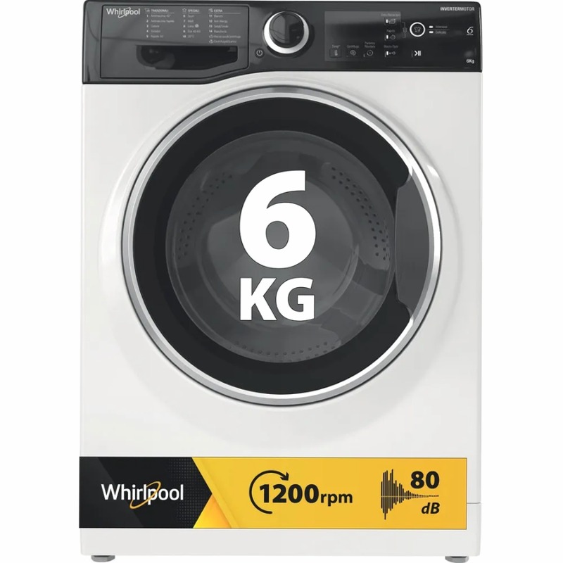Lavatrice slim a libera installazione a carica frontale Whirlpool: 6,0 kg - WSB 624 S IT Bianco
